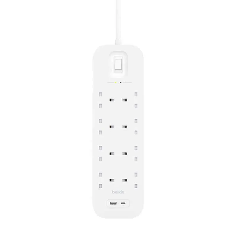 Belkin 8Way 2M Surge Protection Strip with USB A   C