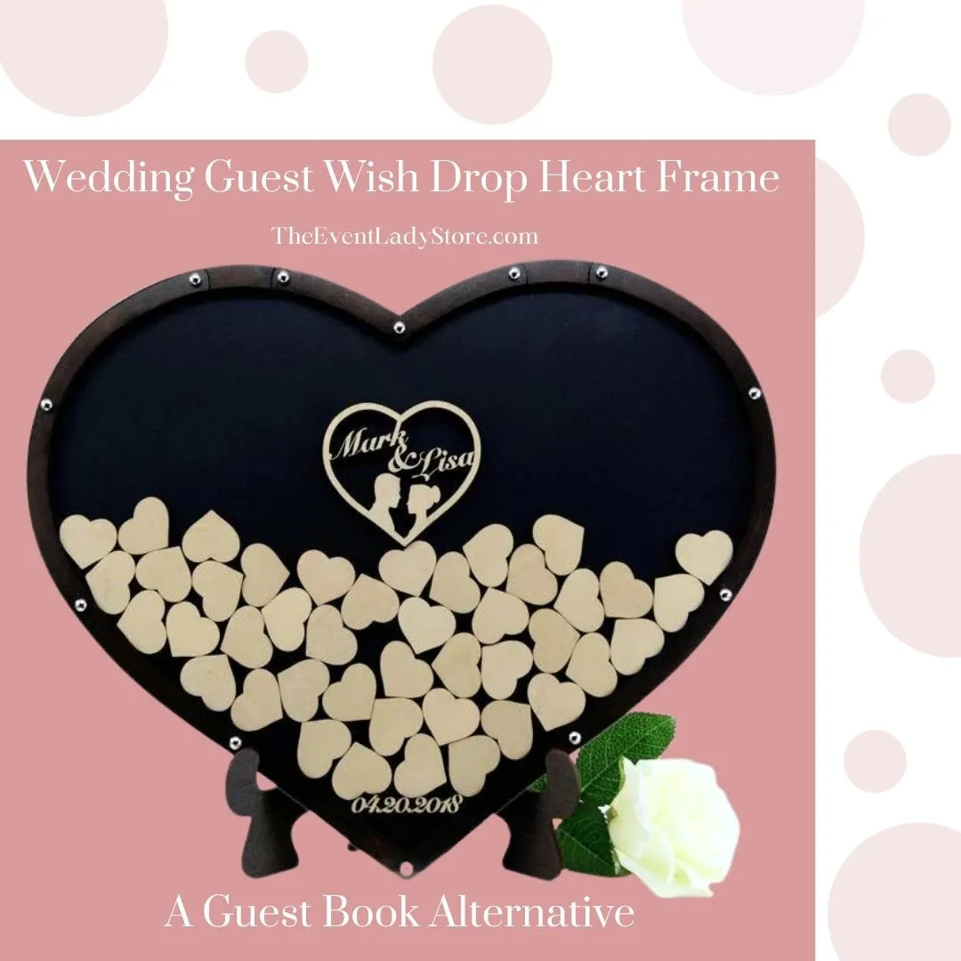 Black Acrylic Wedding Wish Drop Heart Frame-Guest Book Alternative