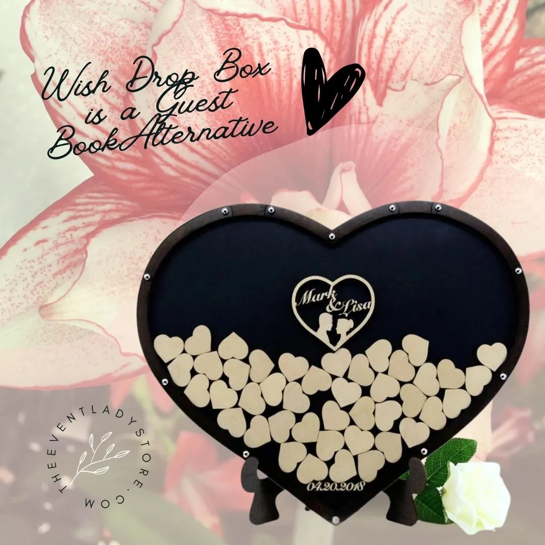 Black Acrylic Wedding Wish Drop Heart Frame-Guest Book Alternative