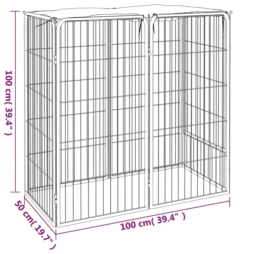 Box Cani a 6 Pannelli Nero 50x100cm Acciaio Verniciato Polvere