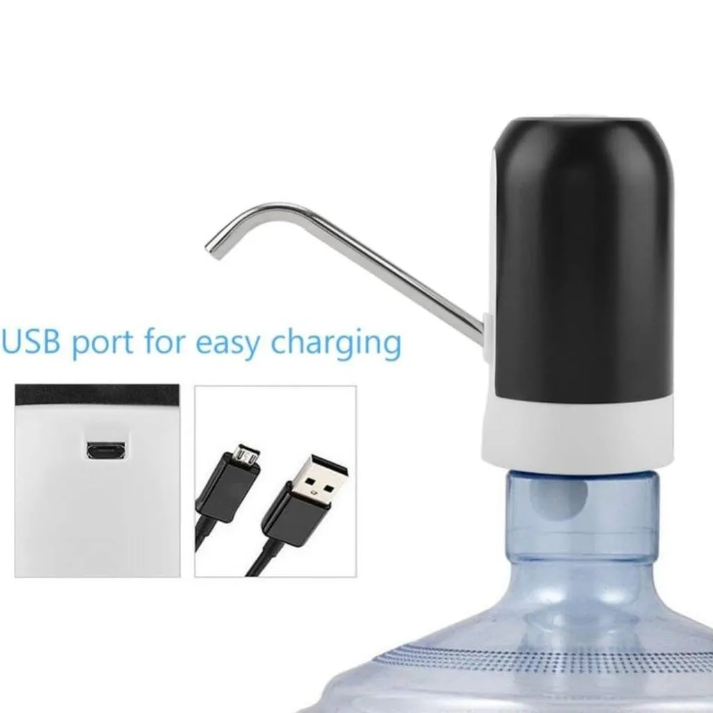 BPA-Free Electric Water Dispenser, USB Charging, Black - GOMINIMO