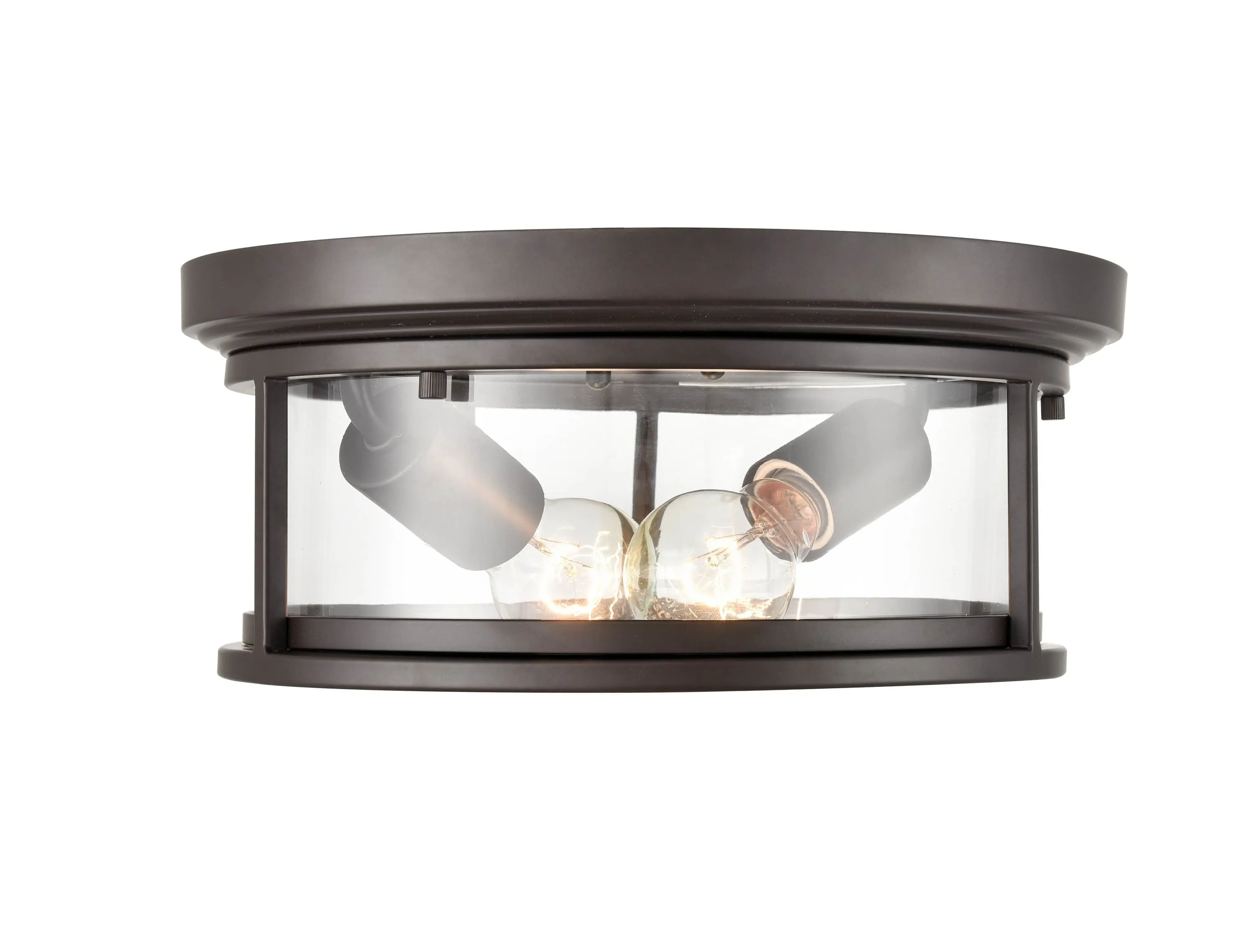 Bresley Outdoor Flush Mount Fixture - Powder Coated Bronze - Clear Glass - 12in. Diameter - E26 Medium Base