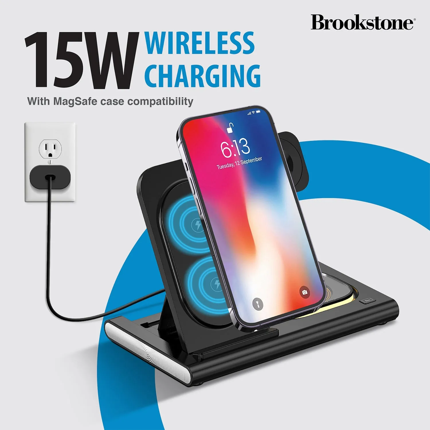 Brookstone 3-in-1 Wireless Charging Station for Apple iPhone, AirPods, and Apple Watch