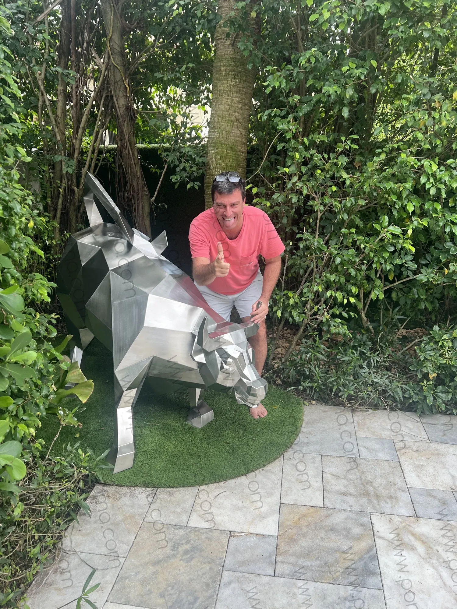 Bull stainless steel sculpture