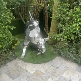 Bull stainless steel sculpture