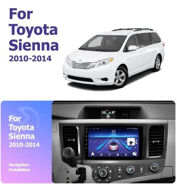 Car Dealz 9" Android 10.0 Toyota Sienna 3 XL30 2010-2014 w CAM In Dash Plus OEM Fascia