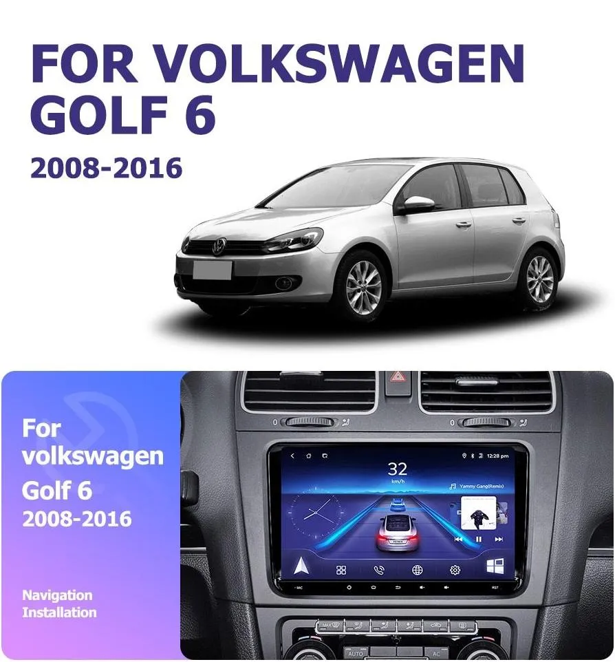 Car Dealz 9" Android 10.0 Volkswagen Golf 6 2008-2016 In Dash Plus OEM Fascia