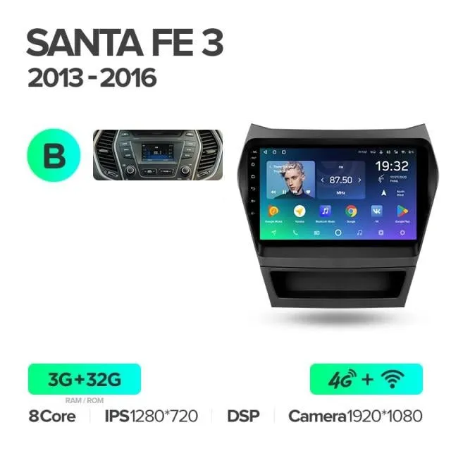 Car Dealz Premium Advanced 4G Data Model 10.2" Android 12.0 For Hyundai Santa Fe 3 2013 - 2016 In Dash Plus OEM Fascia