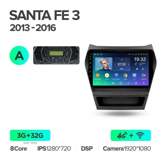 Car Dealz Premium Advanced 4G Data Model 10.2" Android 12.0 For Hyundai Santa Fe 3 2013 - 2016 In Dash Plus OEM Fascia