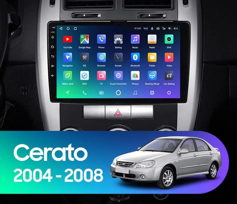 Car Dealz Premium Advanced 4G Data Model 10.2" Android 12.0 Kia Cerato 1 LD 2004 - 2008 In Dash Plus OEM Fascia