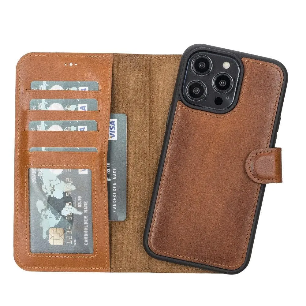 Carter iPhone 14 Pro Detachable Wallet Case, Rustic Tan