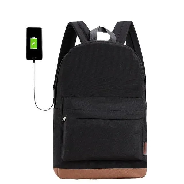 Casual Canvas Softback Backpack With USB Charging Port