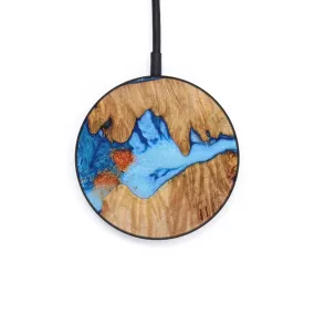 Circle Wood Resin Wireless Charger - Allyson (Teal & Gold, 642997)