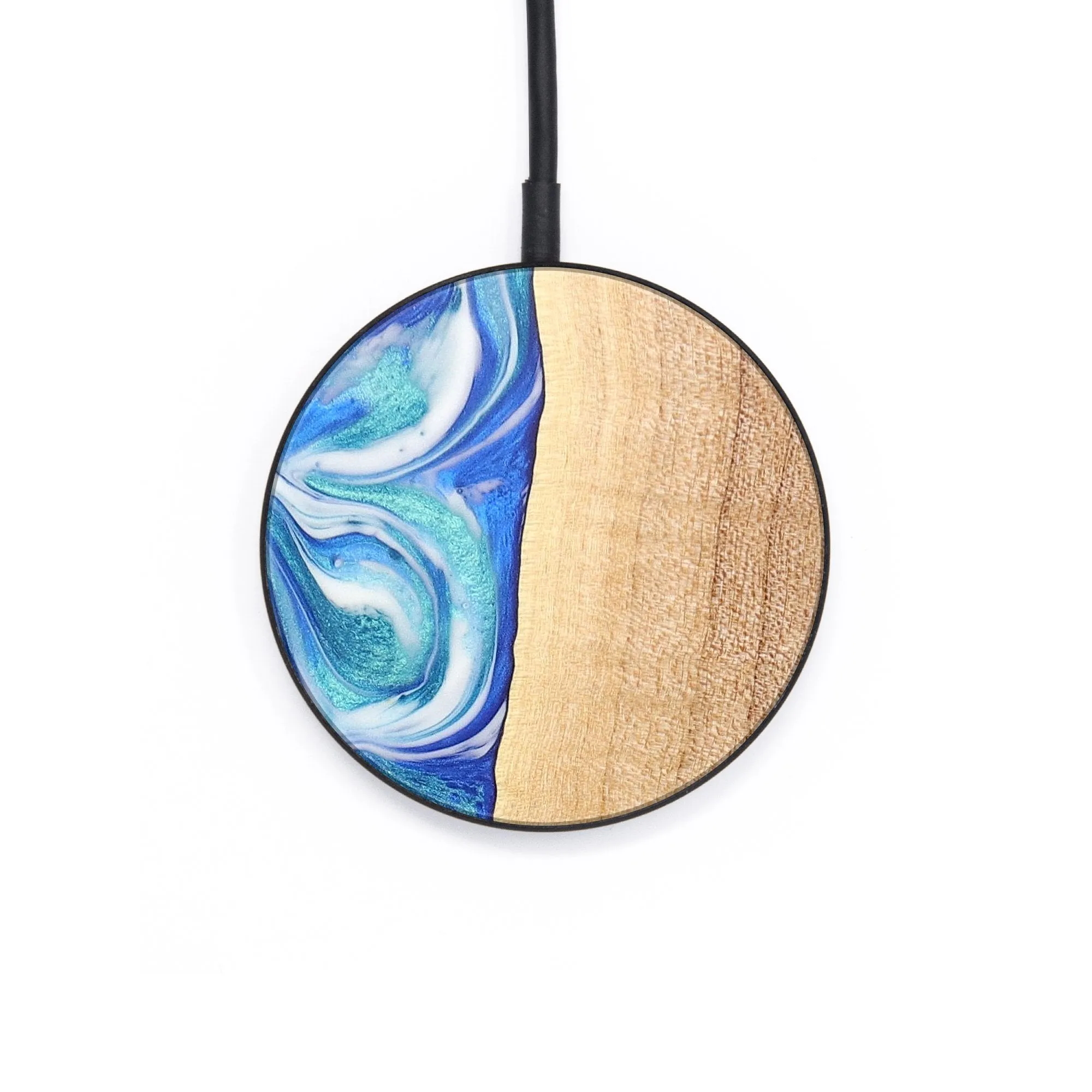 Circle Wood Resin Wireless Charger - Carrie (Blue, 697372)