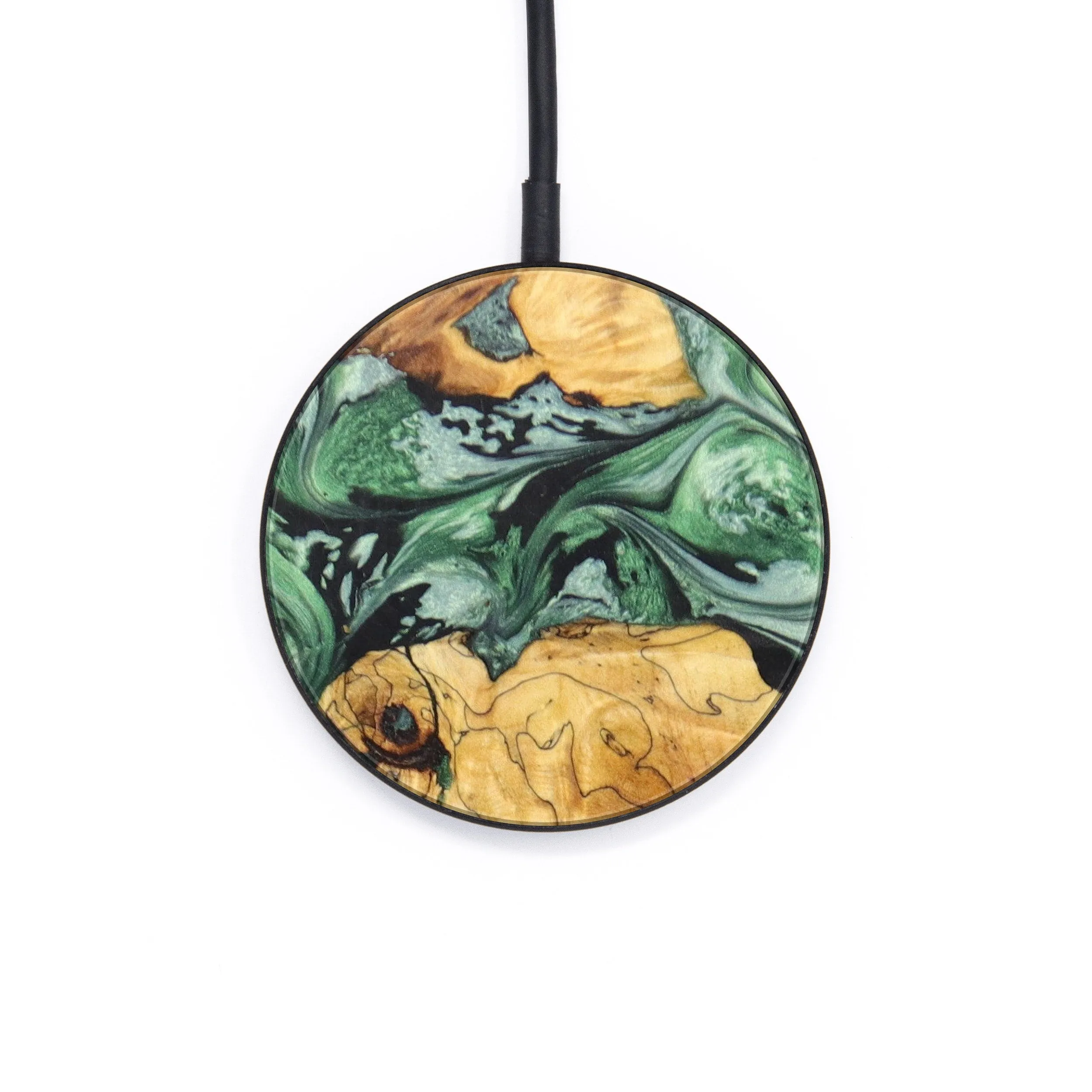 Circle Wood Resin Wireless Charger - Deborah (Green, 625930)