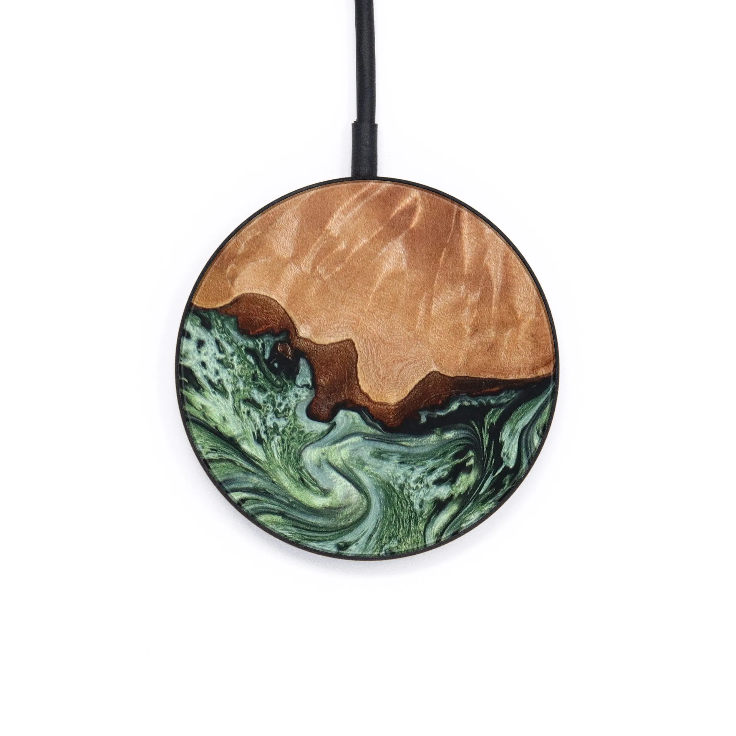 Circle Wood Resin Wireless Charger - Delilah (Green, 640674)