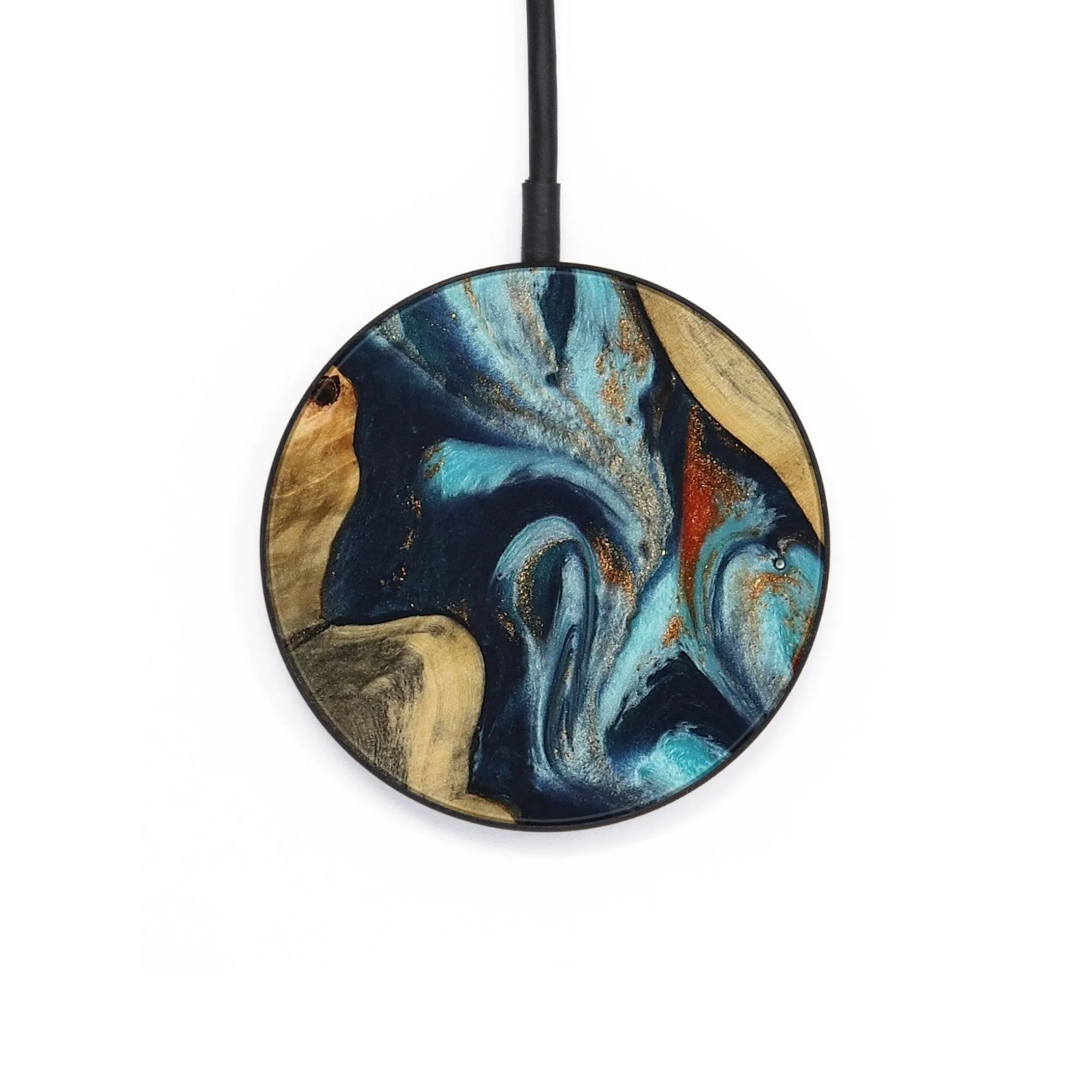 Circle Wood Wireless Charger - Jevon (Teal & Gold, 733801)