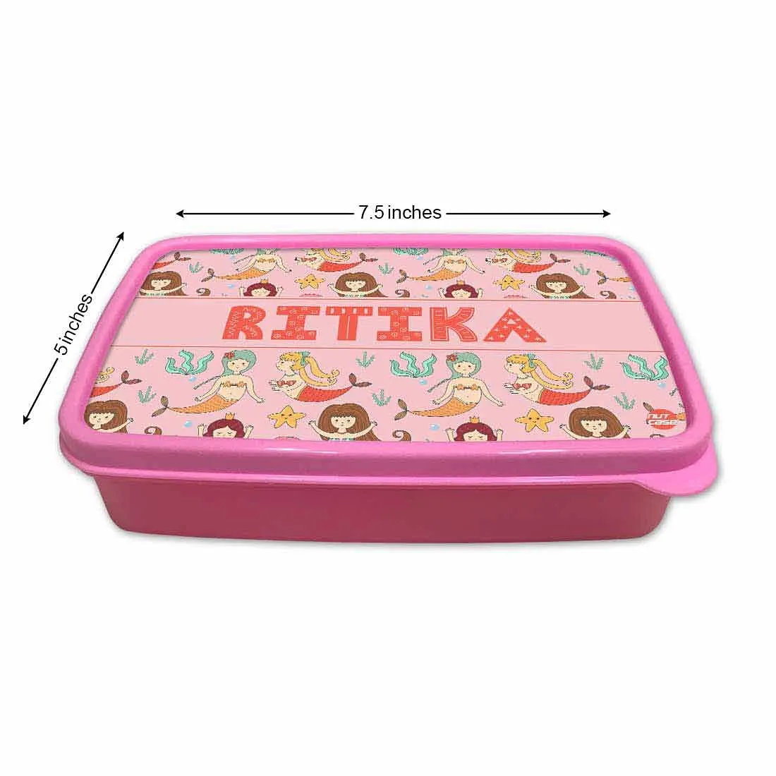 Custom Lunch Box for Kids Plastic Tiffin Box Girls - Mermaid & Stars