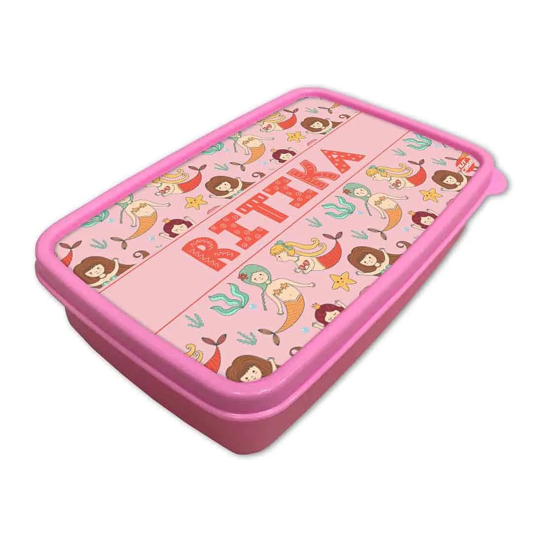 Custom Lunch Box for Kids Plastic Tiffin Box Girls - Mermaid & Stars