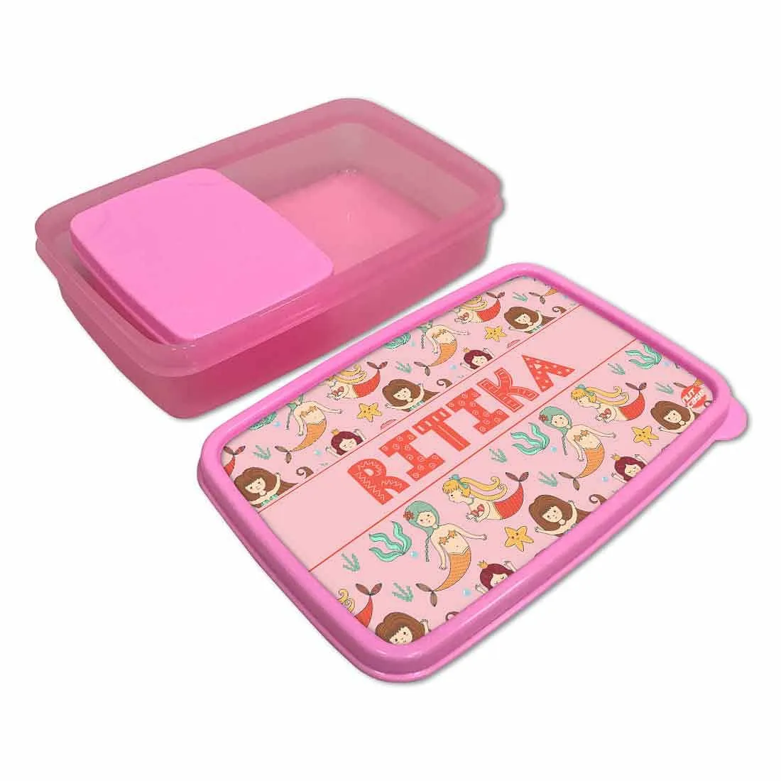 Custom Lunch Box for Kids Plastic Tiffin Box Girls - Mermaid & Stars