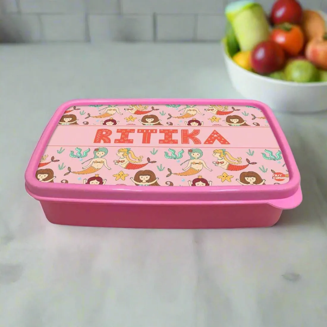 Custom Lunch Box for Kids Plastic Tiffin Box Girls - Mermaid & Stars