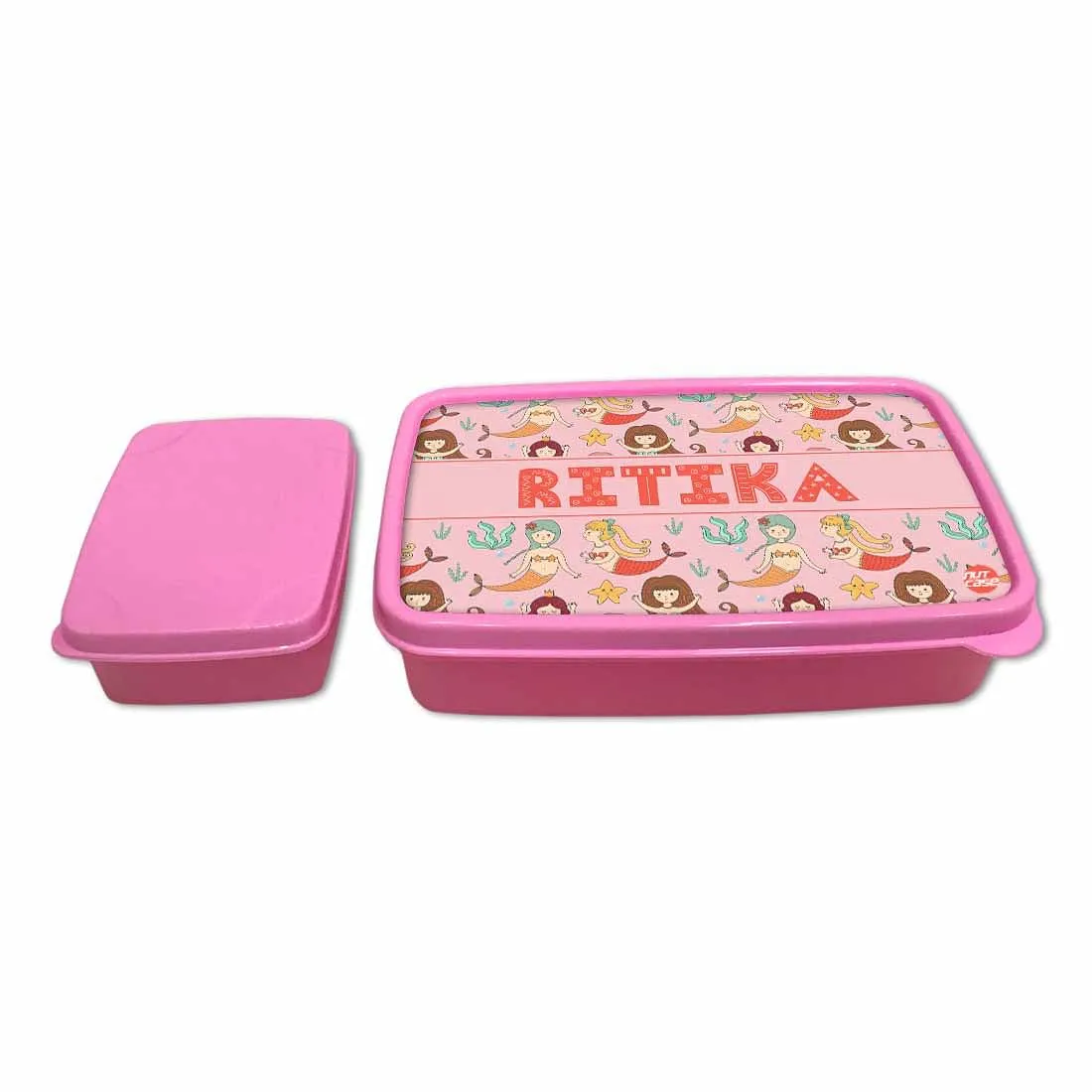 Custom Lunch Box for Kids Plastic Tiffin Box Girls - Mermaid & Stars