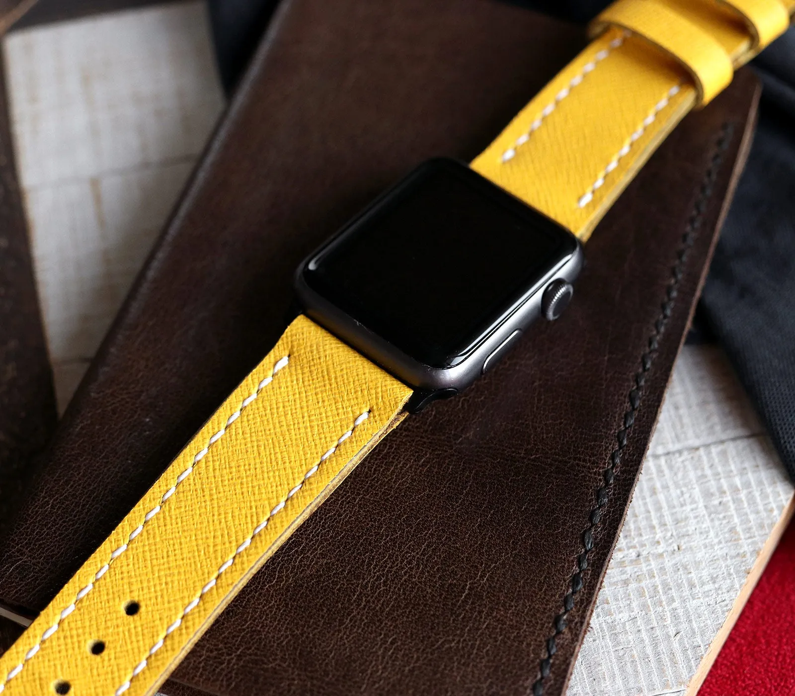 Custom Made Apple Watch Strap - Lemon Saffiano