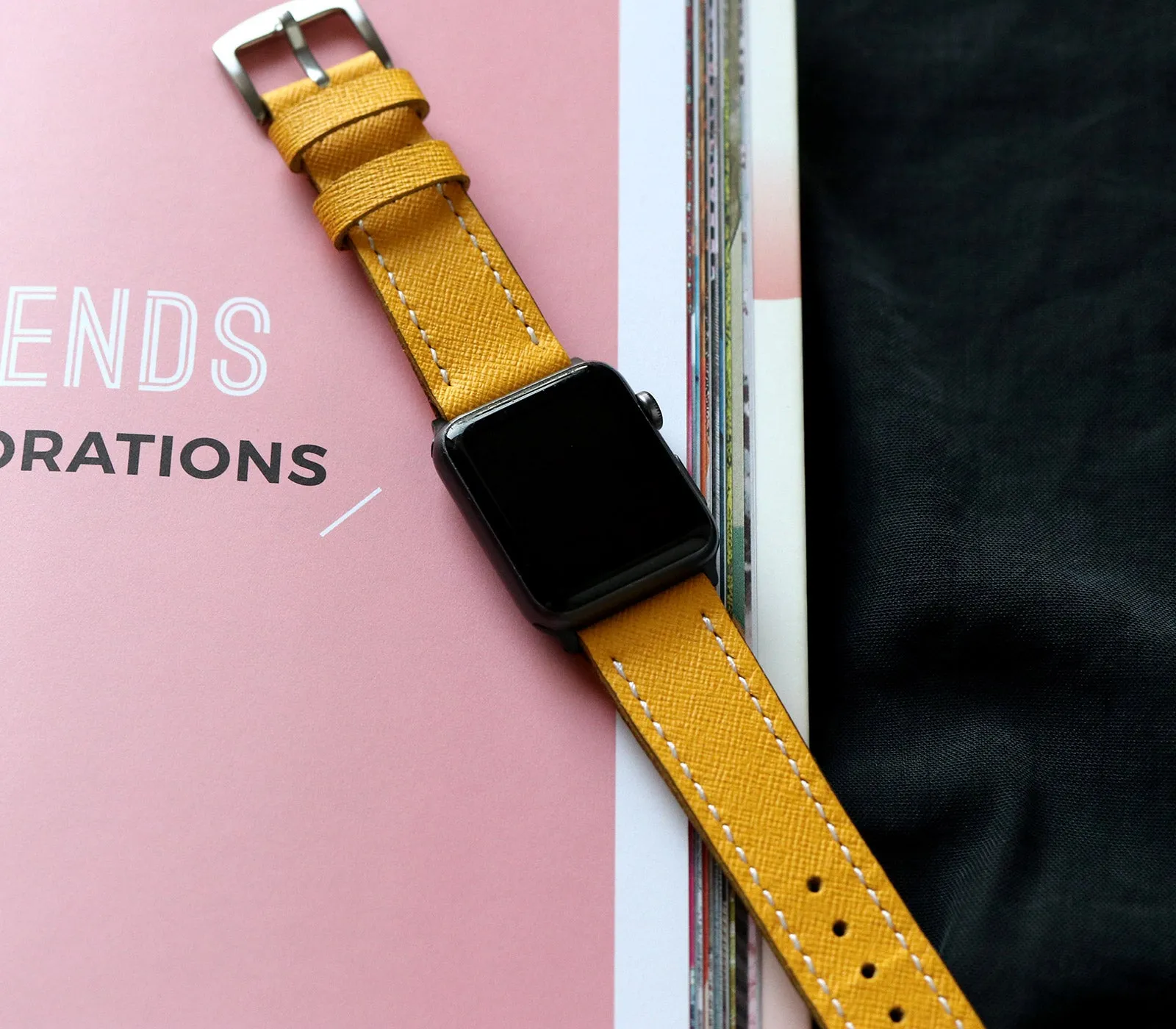 Custom Made Apple Watch Strap - Lemon Saffiano