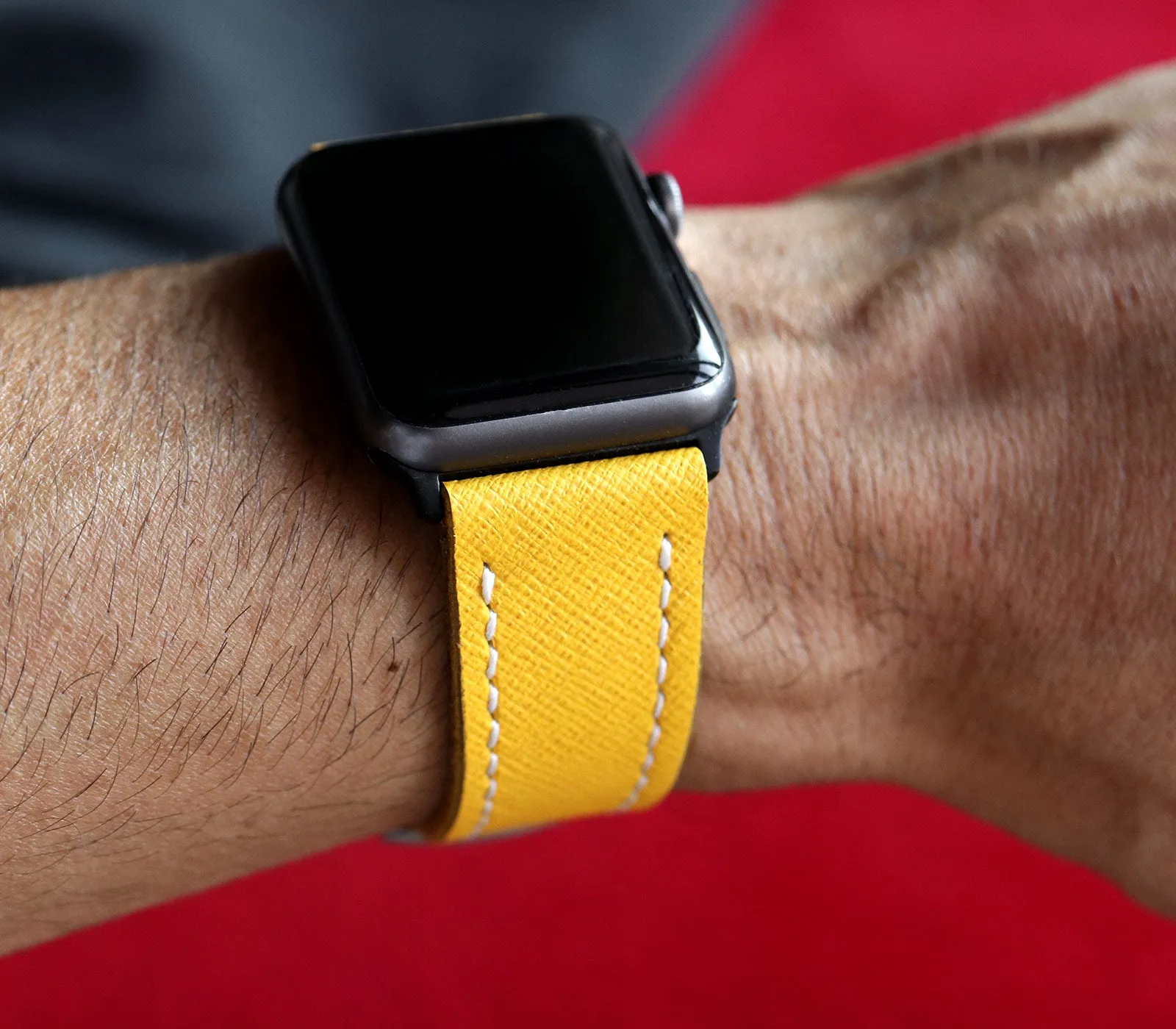 Custom Made Apple Watch Strap - Lemon Saffiano