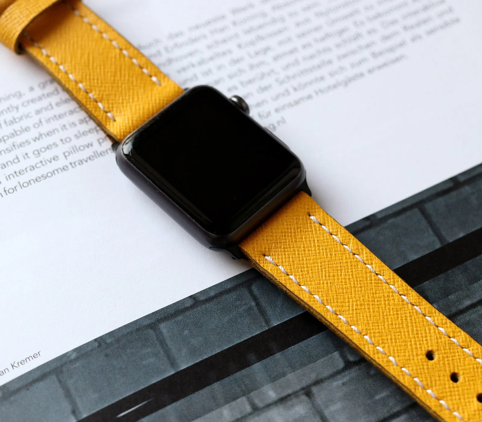 Custom Made Apple Watch Strap - Lemon Saffiano