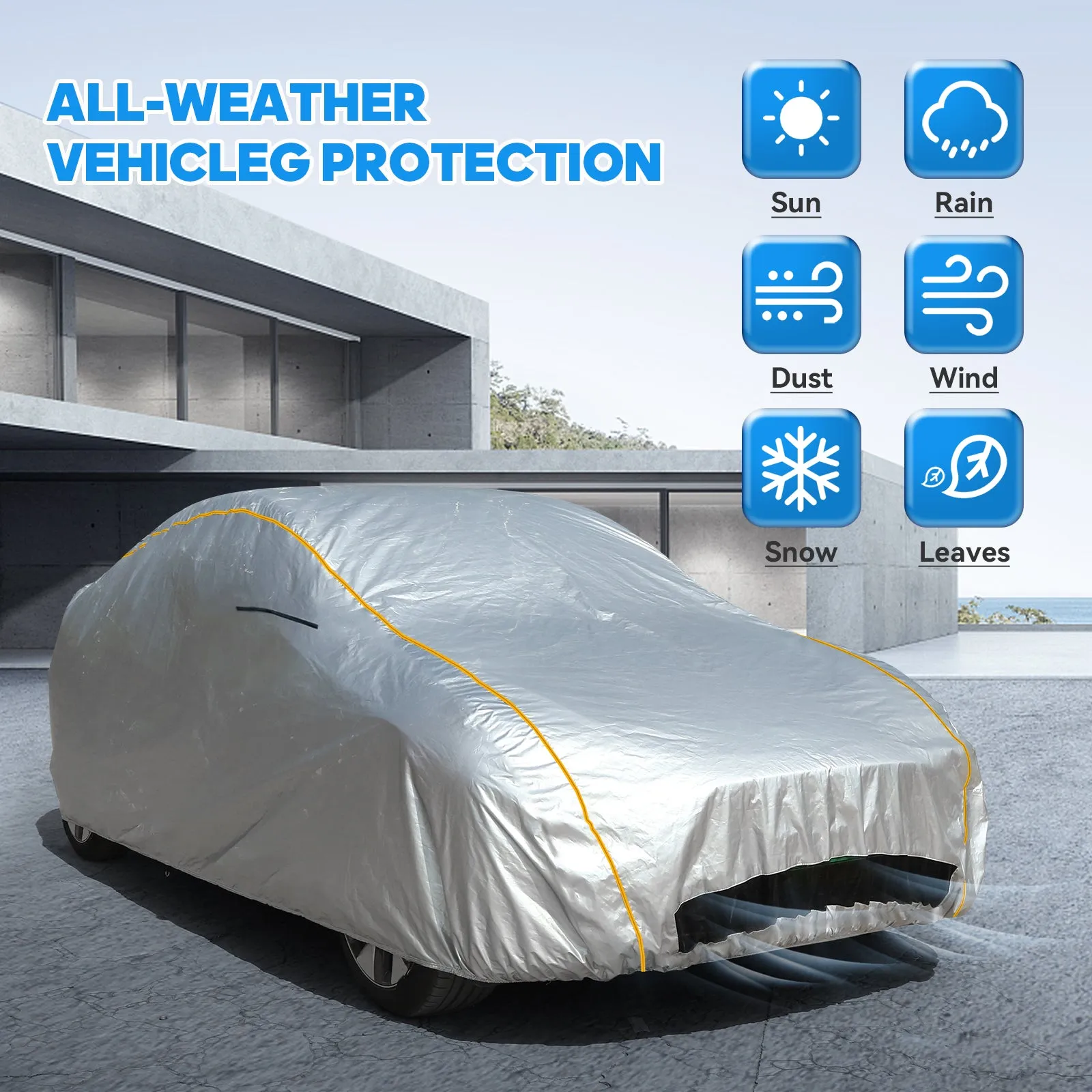 Daolar Car Cover for Tesla model 3/S/X/Y Waterproof All-Weather Protection Full Car Cover Heavy Duty with Ventilated Mesh Charging Port Snow Winter