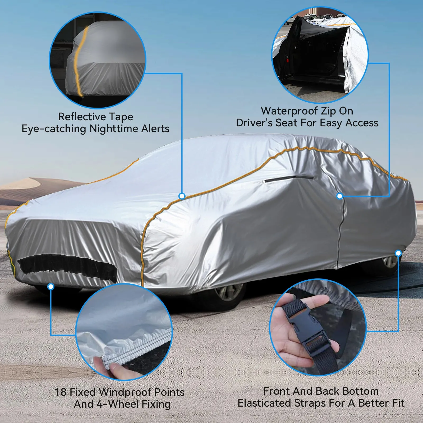 Daolar Car Cover for Tesla model 3/S/X/Y Waterproof All-Weather Protection Full Car Cover Heavy Duty with Ventilated Mesh Charging Port Snow Winter