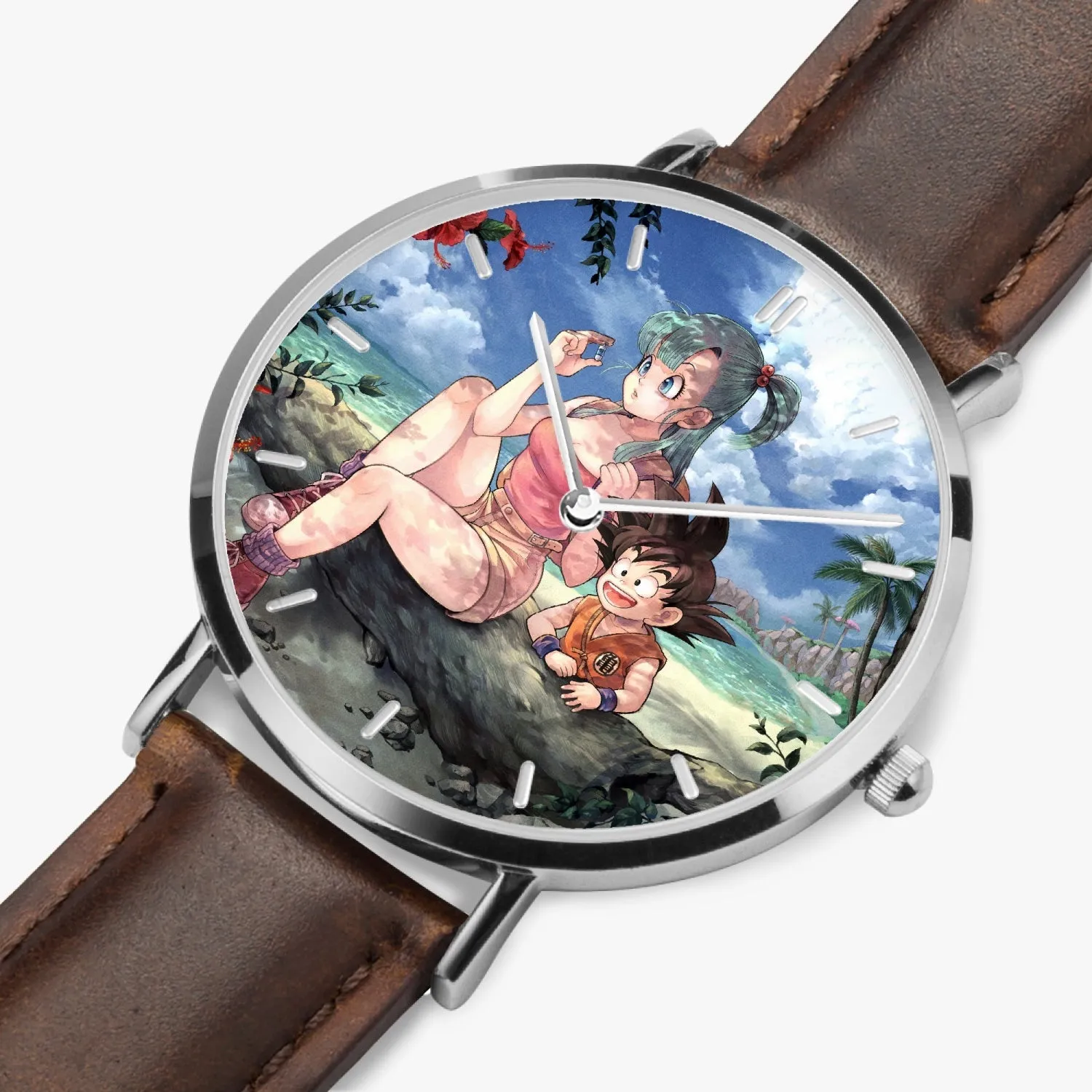 DBZ-Store Cool Bulma Sitting on a Tree and Kid Goku at the Beach Watch