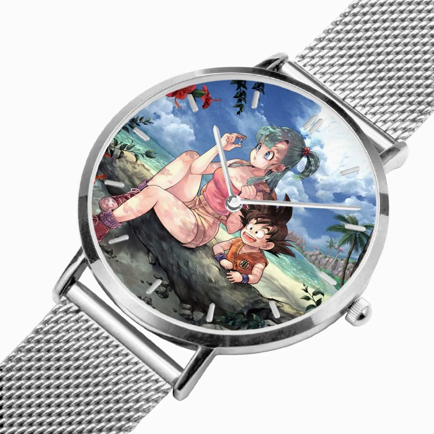 DBZ-Store Cool Bulma Sitting on a Tree and Kid Goku at the Beach Watch