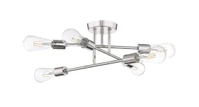 Decco Semi-Flush Mount Fixture - Polished Nickel - 16.75in. Diameter - E26 Medium Base