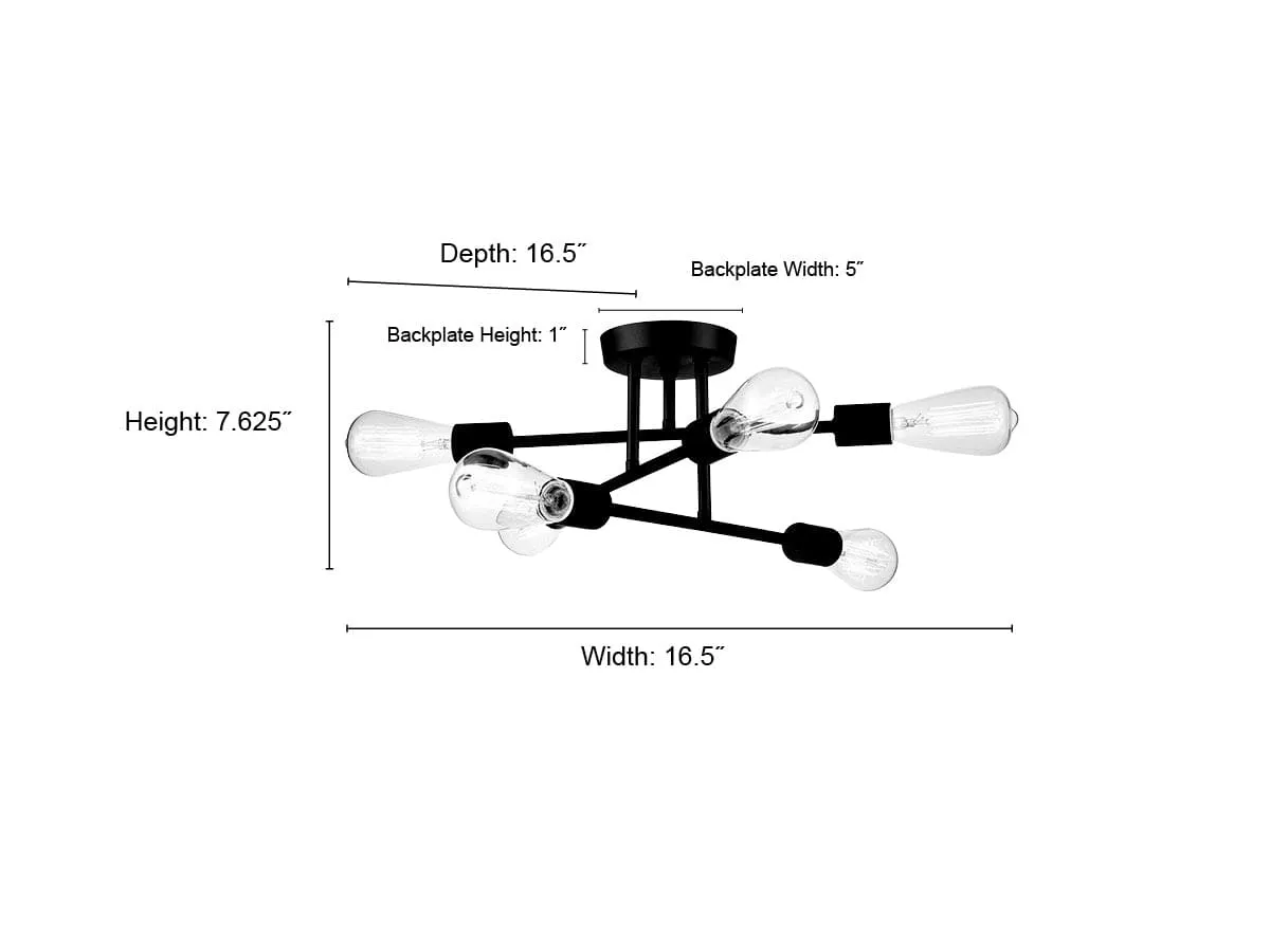 Decco Semi-Flush Mount Fixture - Polished Nickel - 16.75in. Diameter - E26 Medium Base