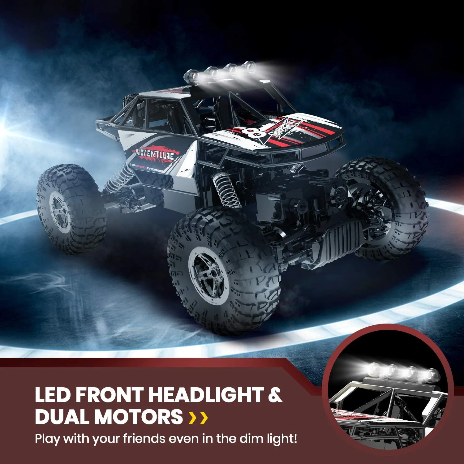 DEERC DE45 RC Car Remote Control 1:16 Scale 4WD Off Road Monster Truck 2 Battery