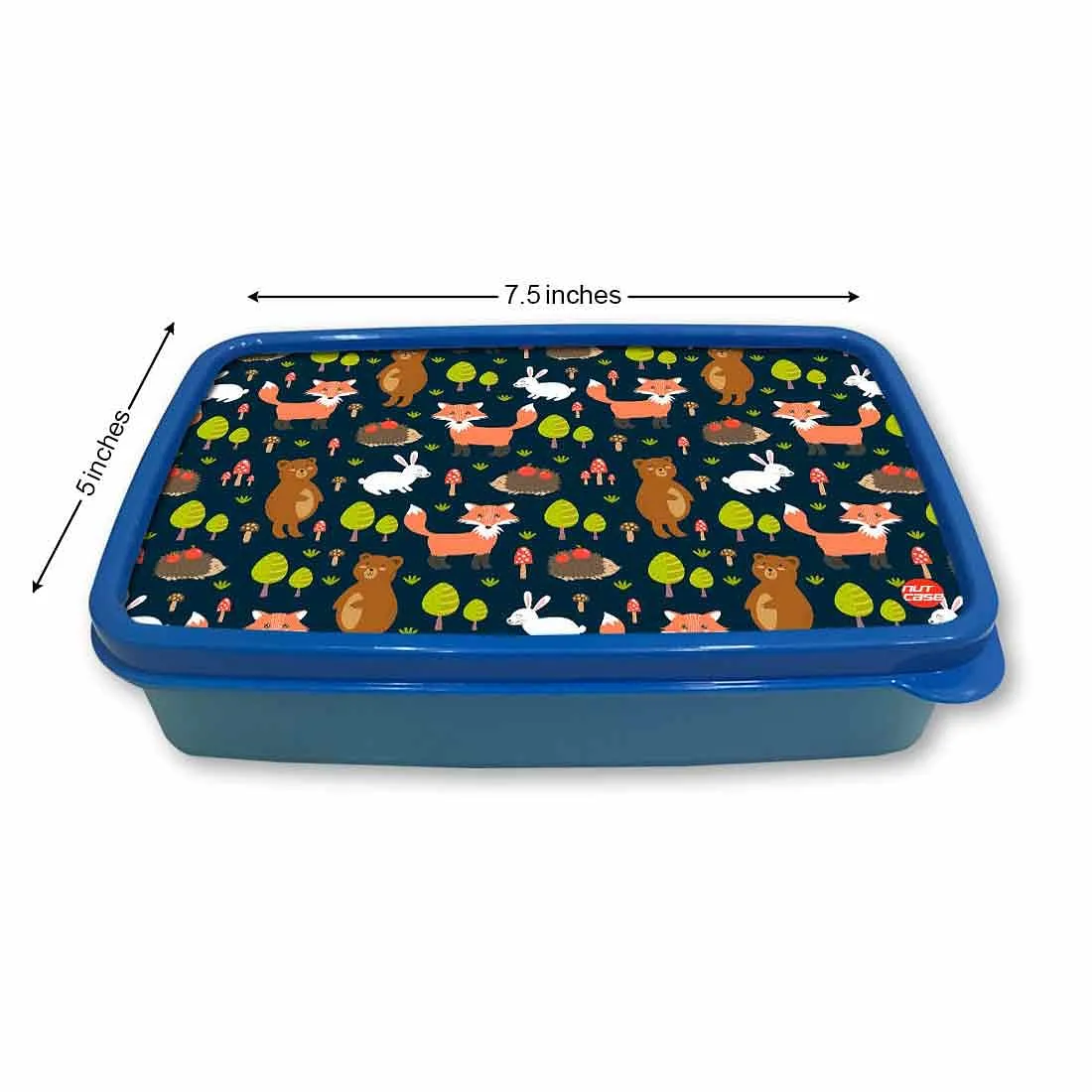 Designer Plastic Lunch Box for School Boy Containers - Fox and Rabbit