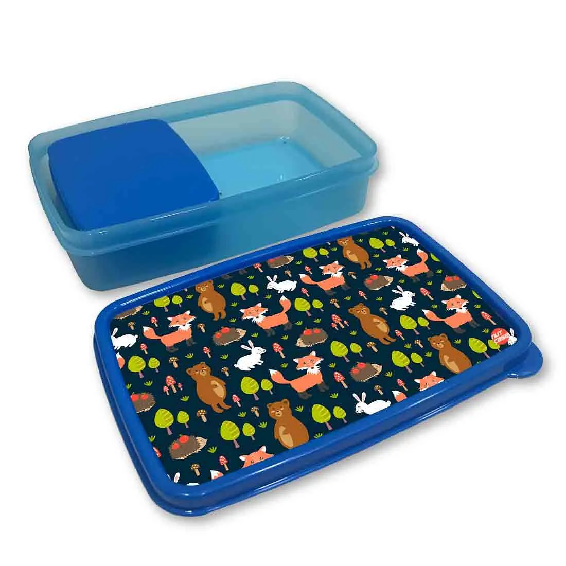 Designer Plastic Lunch Box for School Boy Containers - Fox and Rabbit