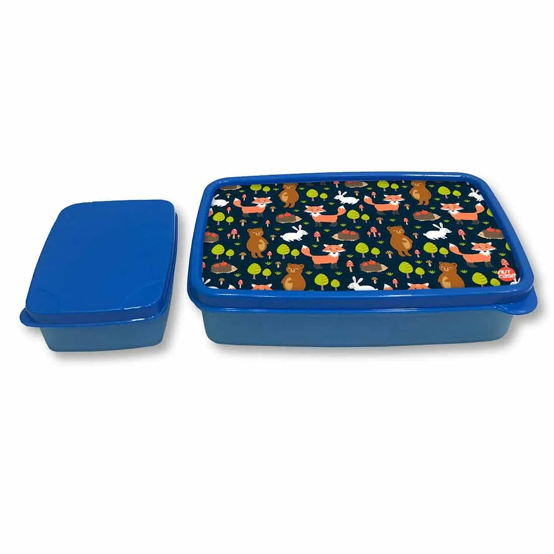 Designer Plastic Lunch Box for School Boy Containers - Fox and Rabbit