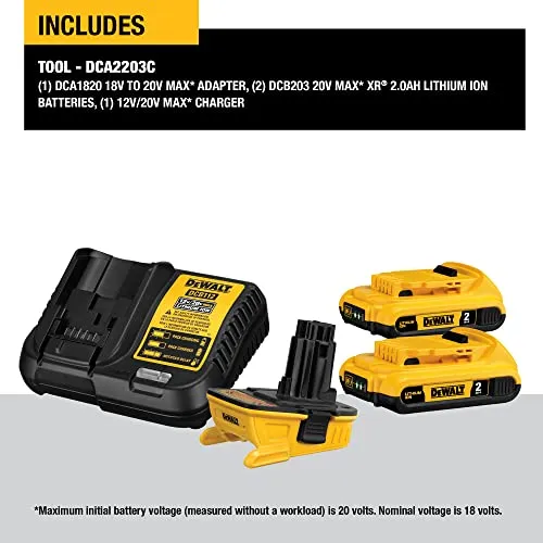 DEWALT 18V to 20V Battery Adapter Kit (DCA2203C)