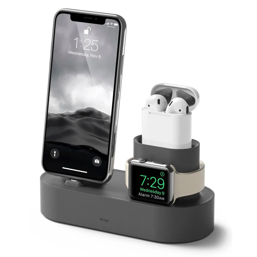 Elago 3 in 1 Charging Station Designed for Apple Watch, Apple AirPods and iPhone Models (Black)