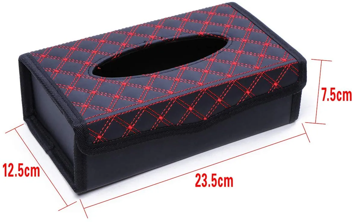 Electomania Leather Tissue Paper Portable Rectangular Holder (Black and Red)