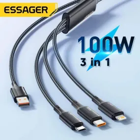 ESSAGER 3 in 1 100W Quick Charging Cable