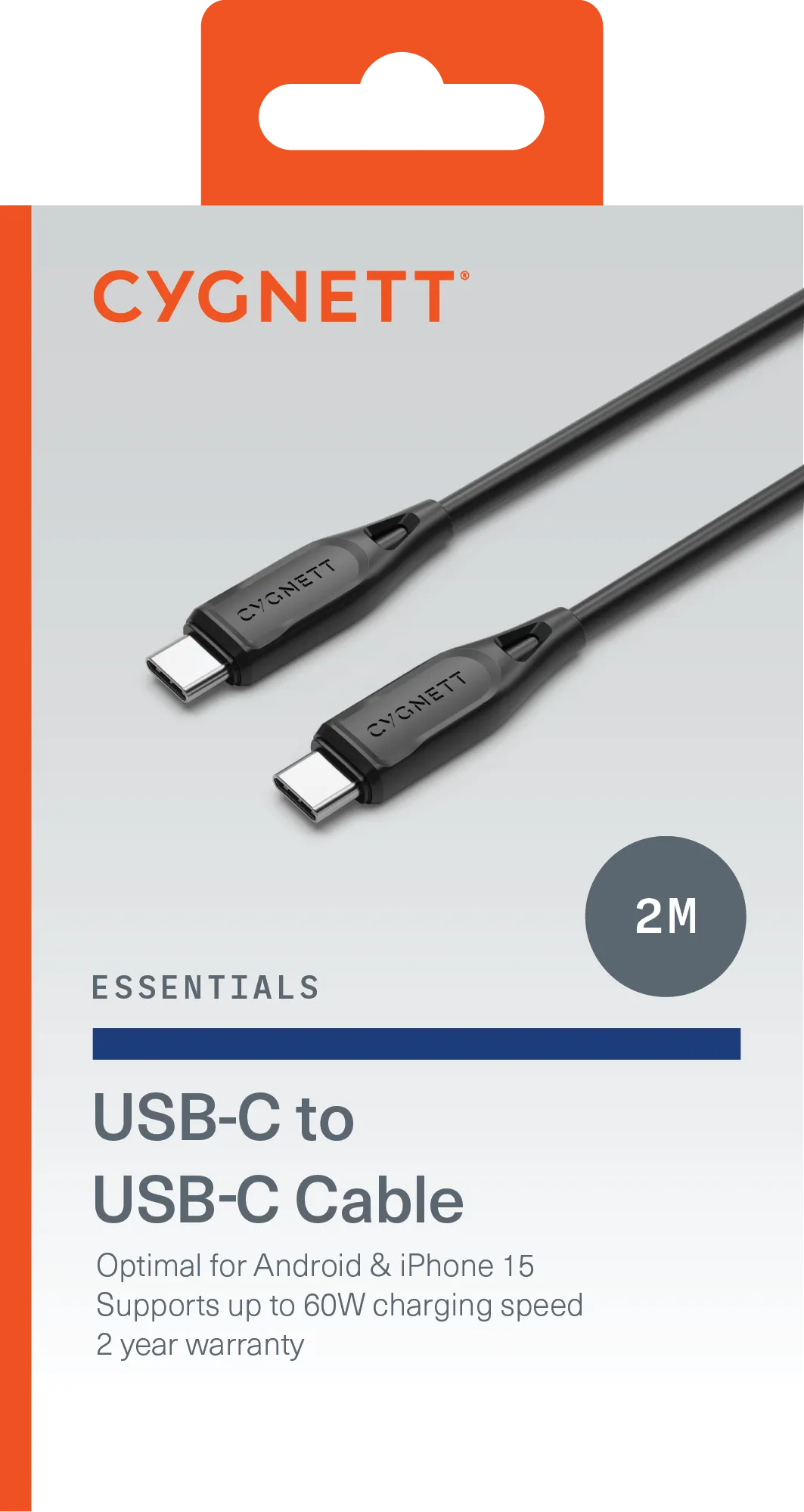 Essentials USB-C To USB-C (USB 2.0) Cable - Black 2m