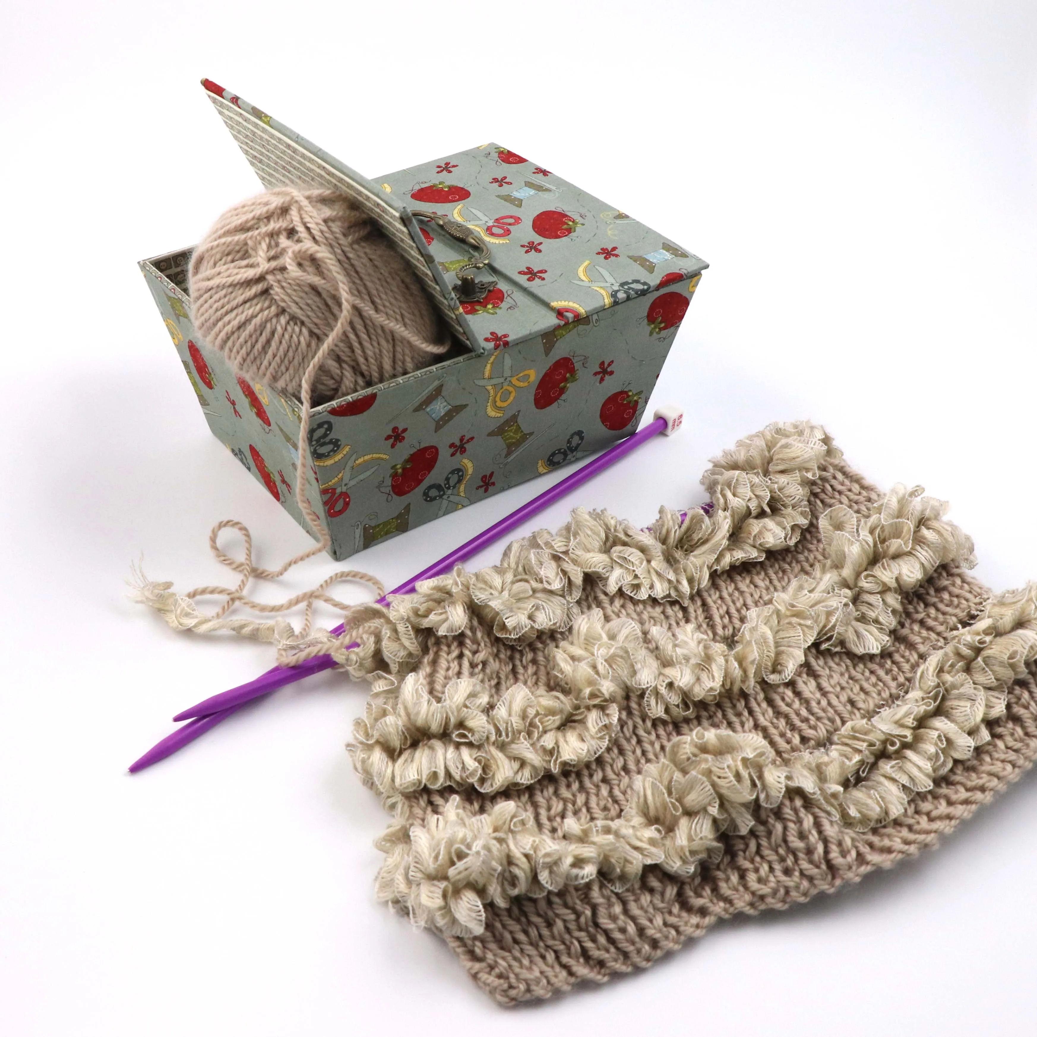 Fabric Lidded Basket DIY kit, cartonnage kit 217a, members-only