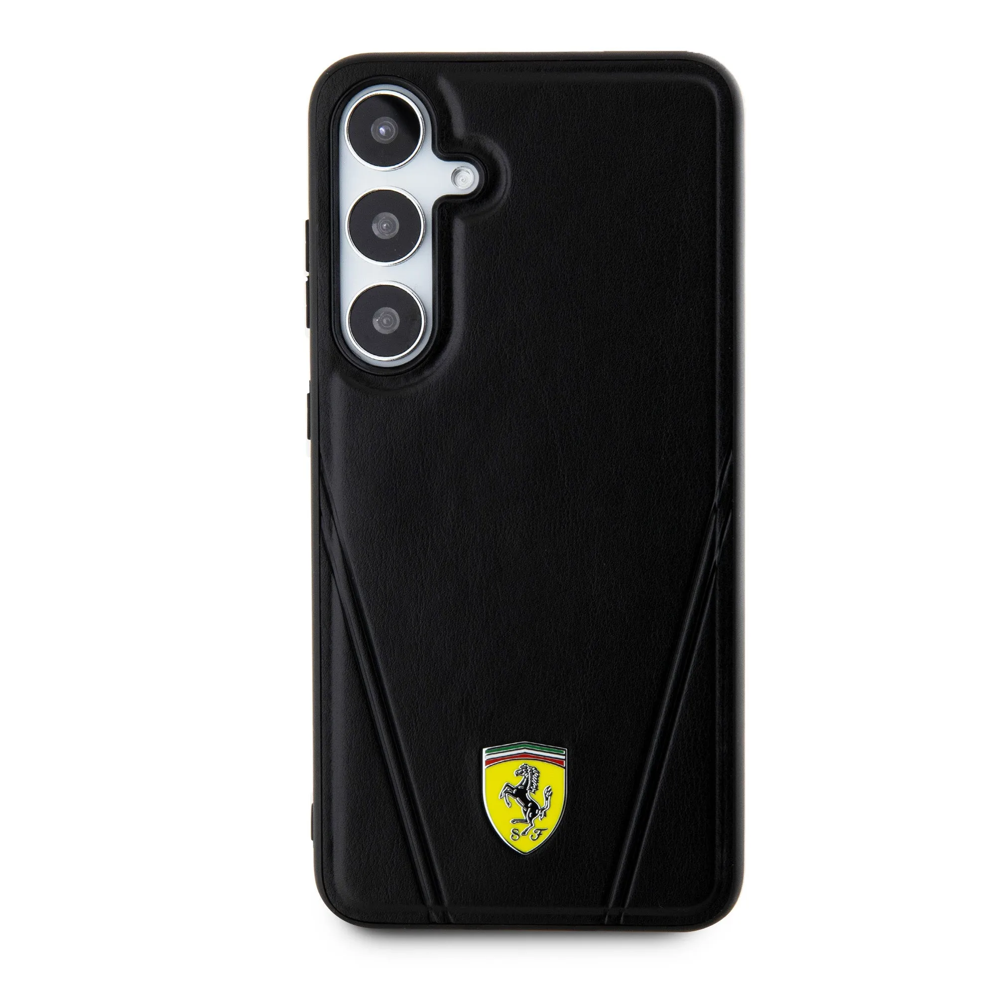 Ferrari - Samsung Galaxy S24  Plus Leather Hardcase Cover Hot Stamp V Lines MagSafe Module (FEHMS24MP3BAK) - Black