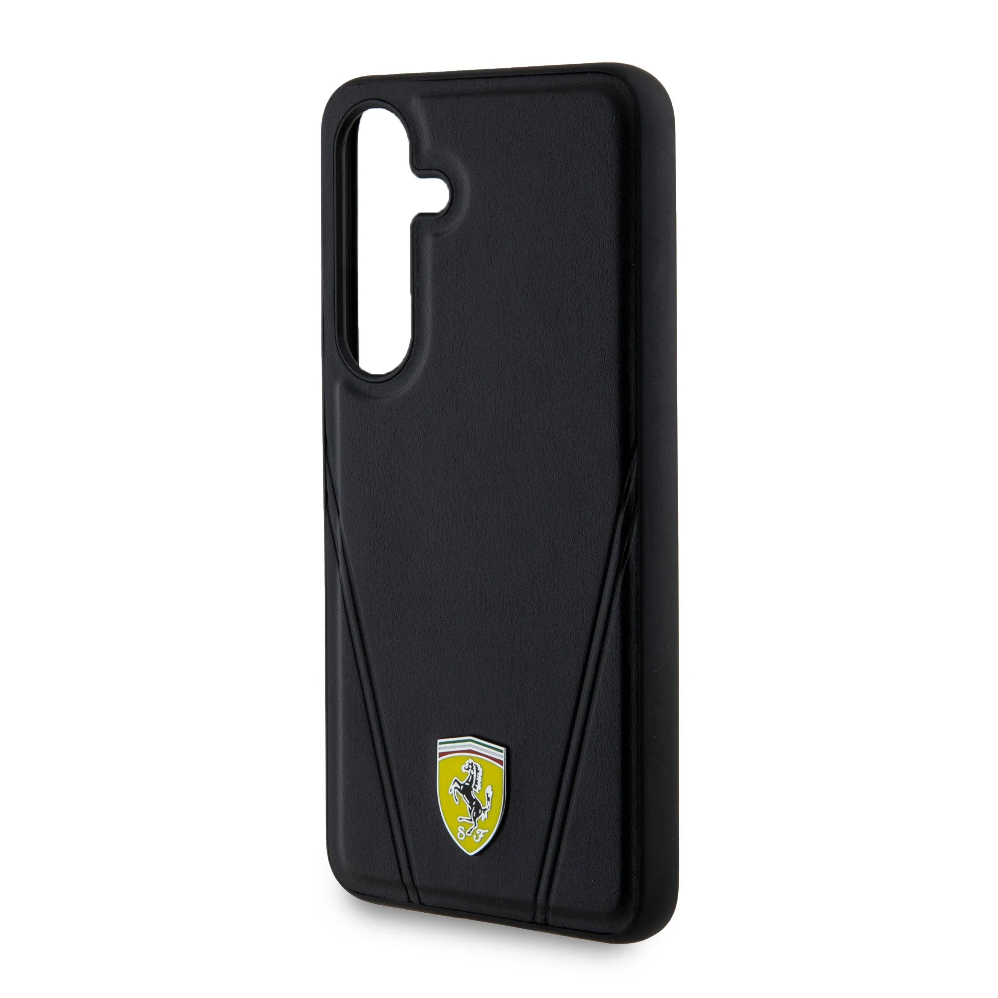 Ferrari - Samsung Galaxy S24  Plus Leather Hardcase Cover Hot Stamp V Lines MagSafe Module (FEHMS24MP3BAK) - Black