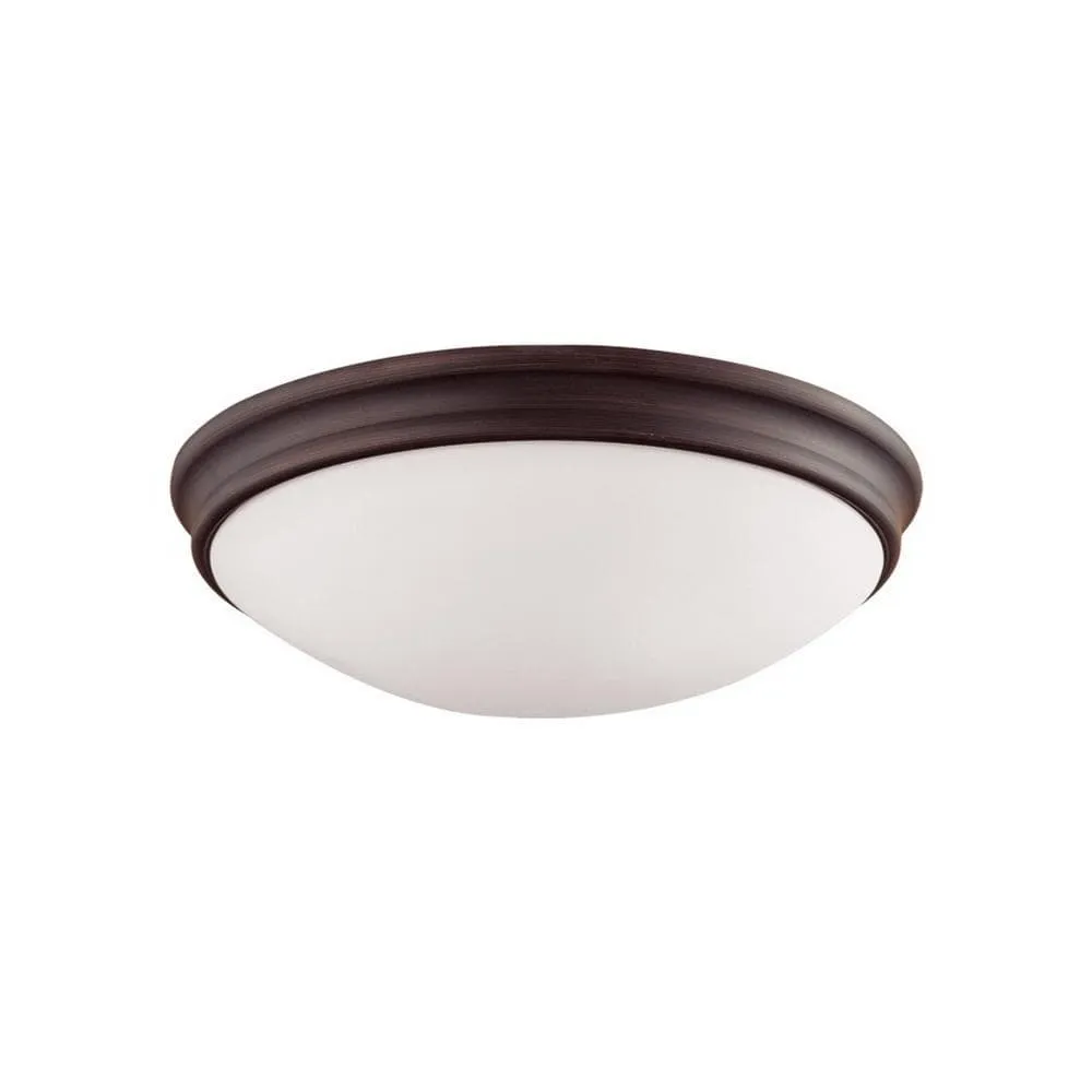 Flush Mount Fixture - Etched White Glass - 14in. Diameter - E26 Medium Base