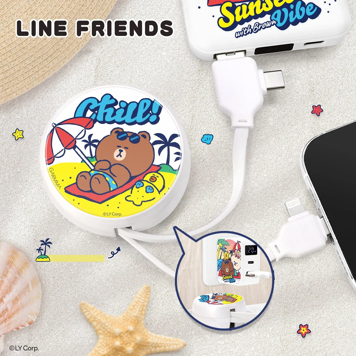 GARMMA Line Friends PD Fast Charge Lightning Type-C Extracted Extension Cable